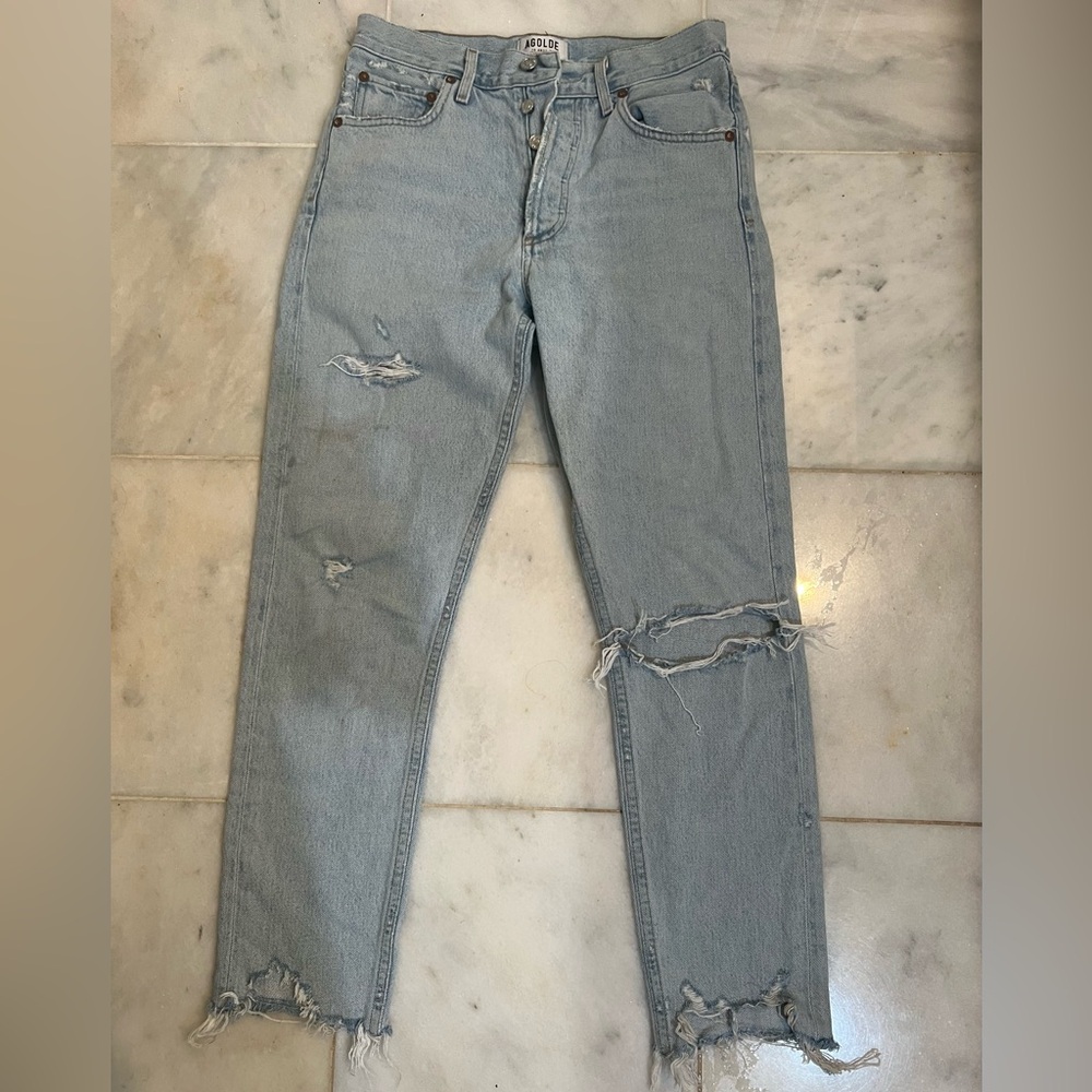 Agolde Light Wash Distressed Jeans Size 25